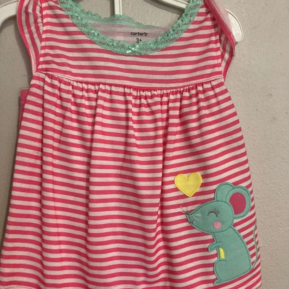 8-7 carters girls 3 piece pajamas set pink mouse 3t NWT NEW shorts top